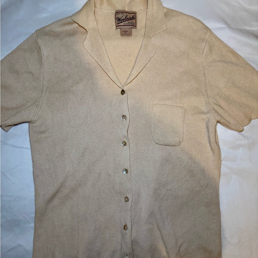 Womens Woolrich beige button down size S